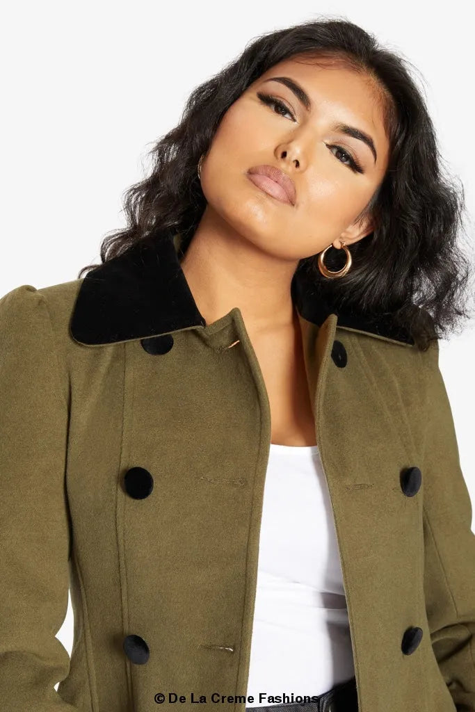 Velvet Trim Skater Coat - Royal Inspired | Femstylo
