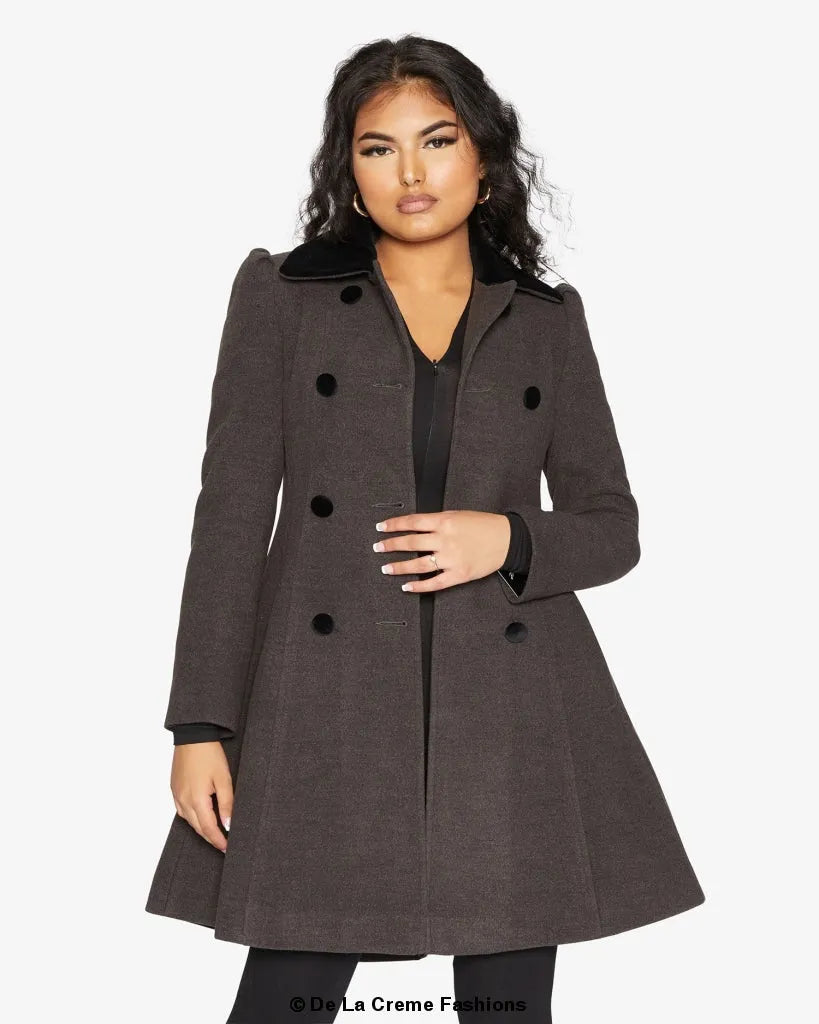 Velvet Trim Skater Coat - Royal Inspired | Femstylo