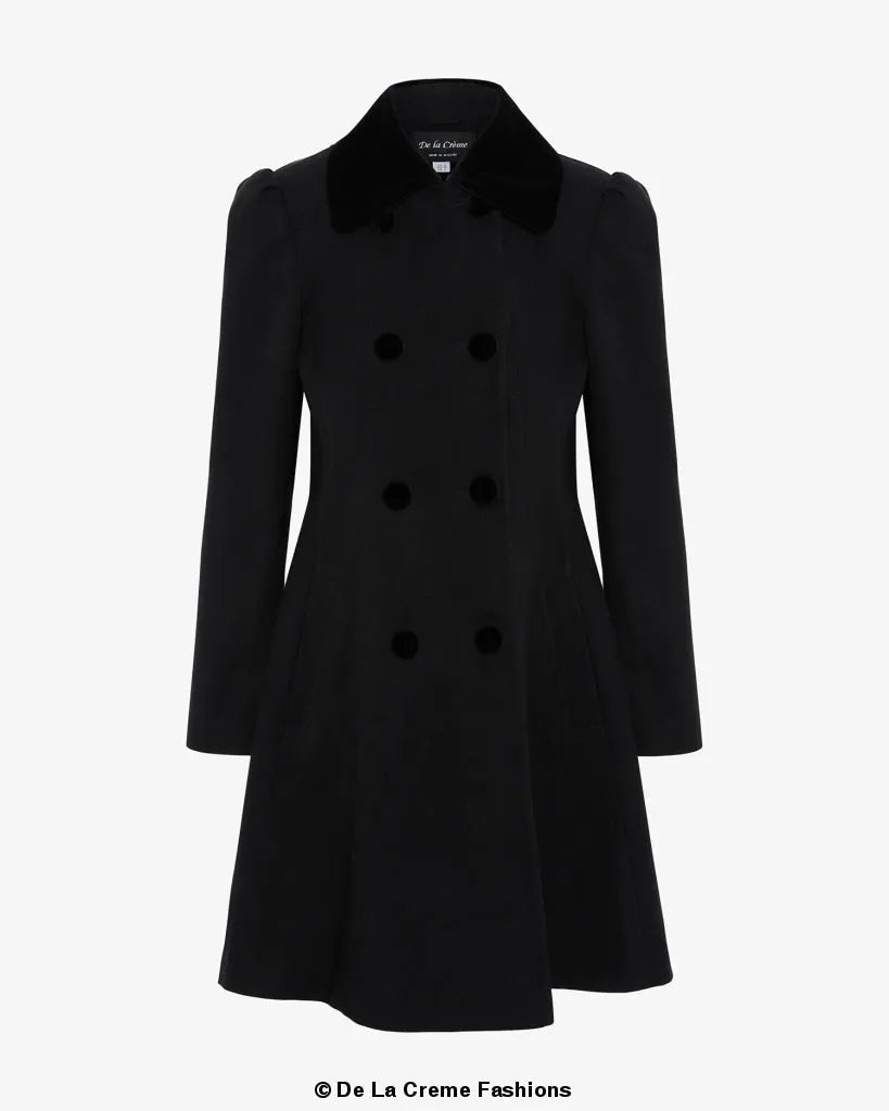 Velvet Trim Skater Coat - Royal Inspired | Femstylo