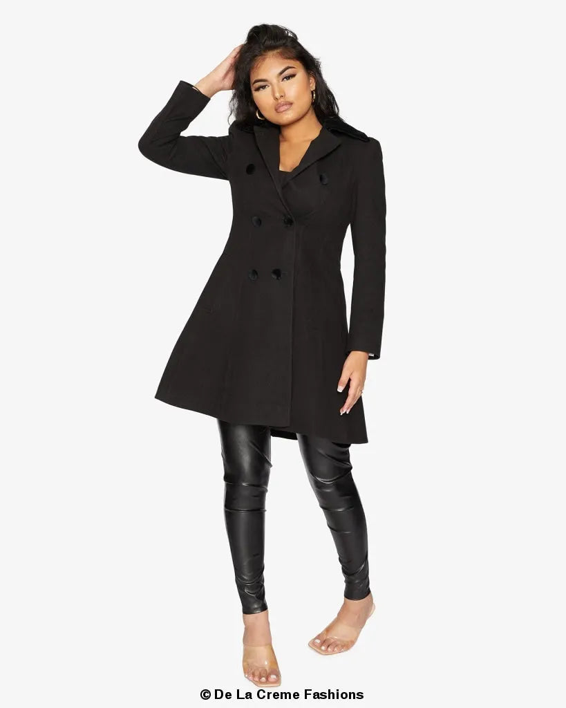 Velvet Trim Skater Coat - Royal Inspired | Femstylo