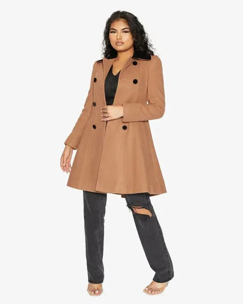Velvet Trim Skater Coat - Royal Inspired | Femstylo
