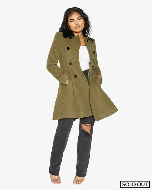 Velvet Trim Skater Coat - Royal Inspired | Femstylo