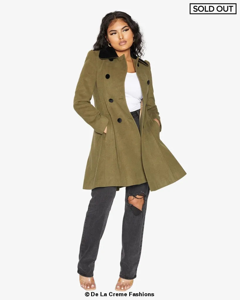 Velvet Trim Skater Coat - Royal Inspired | Femstylo
