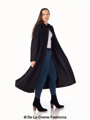 Faux Wool Longline Hooded Winter Coat