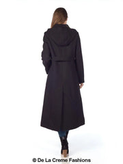 Faux Wool Longline Hooded Winter Coat