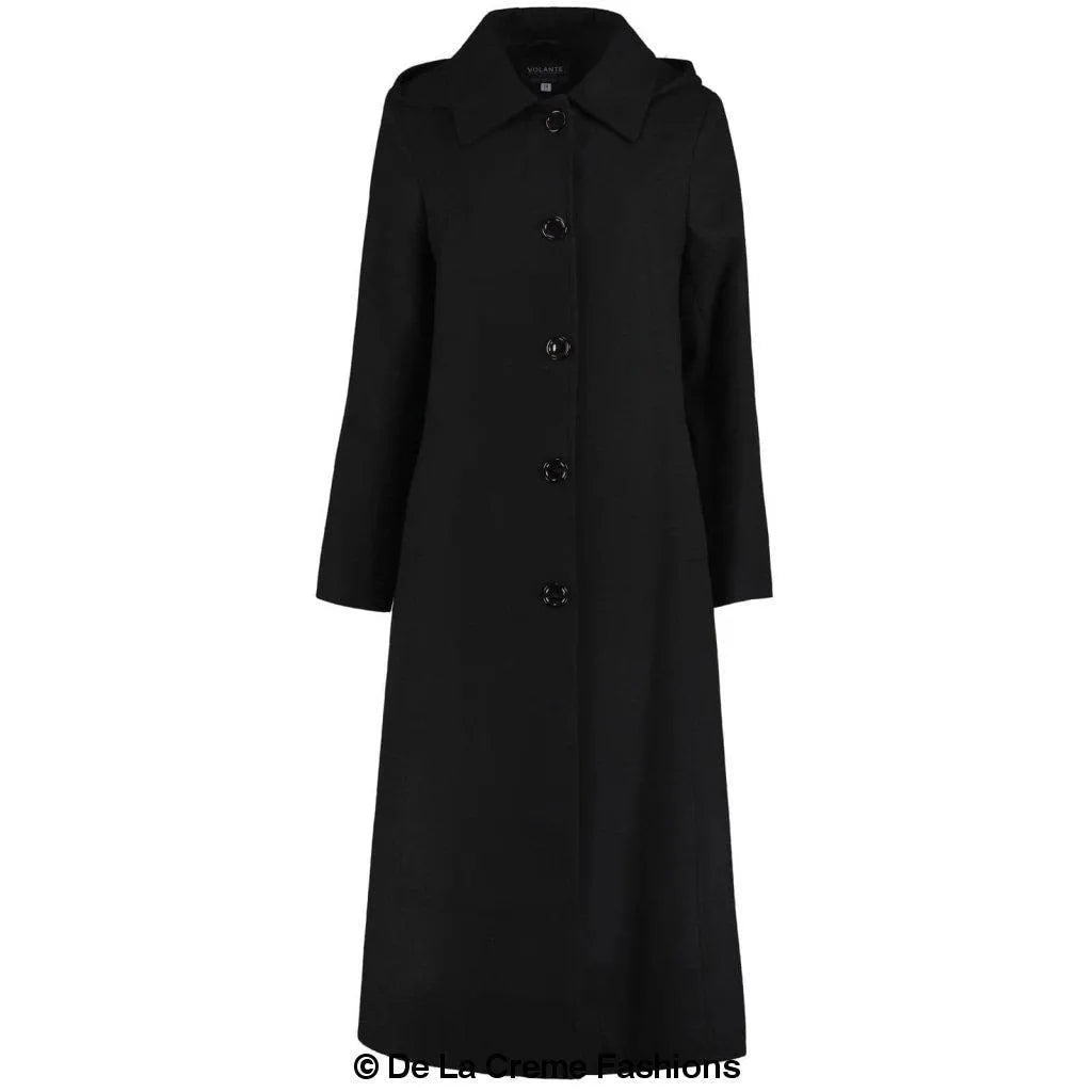 Faux Wool Longline Hooded Winter Coat