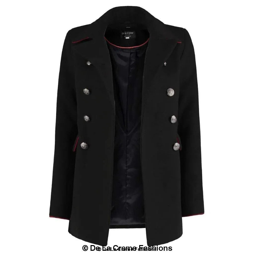 De La Creme Womens Military Style Pea Coat