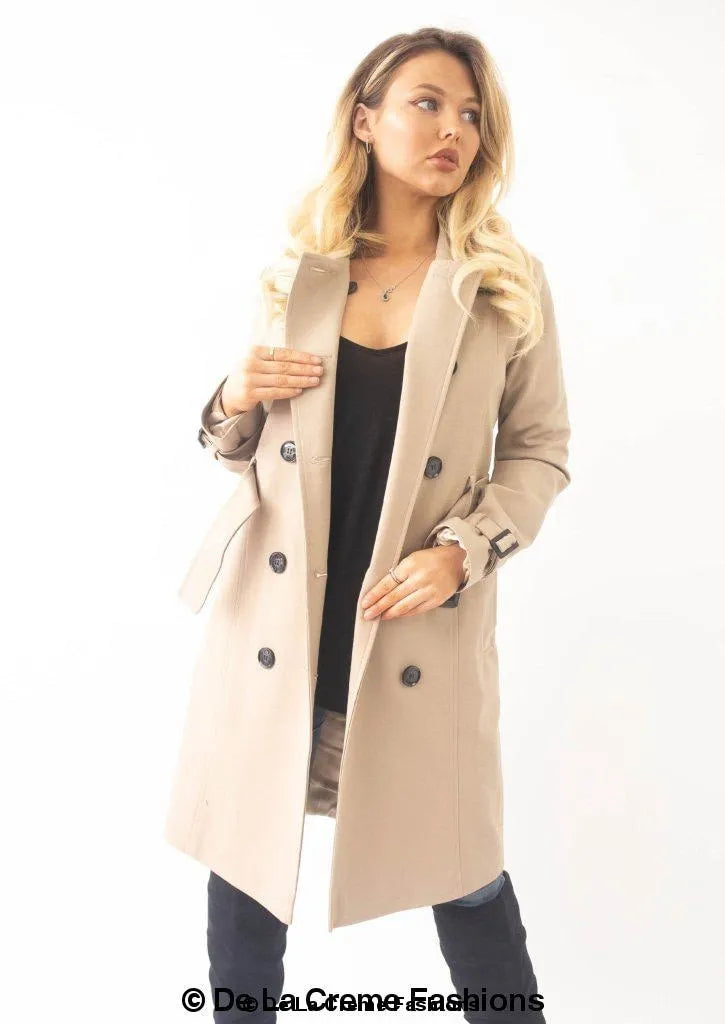 Double-Breasted Trench Coat - UK Made Polyester Blend | Femstylo