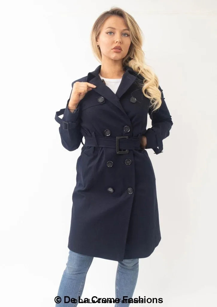 Double-Breasted Trench Coat - UK Made Polyester Blend | Femstylo