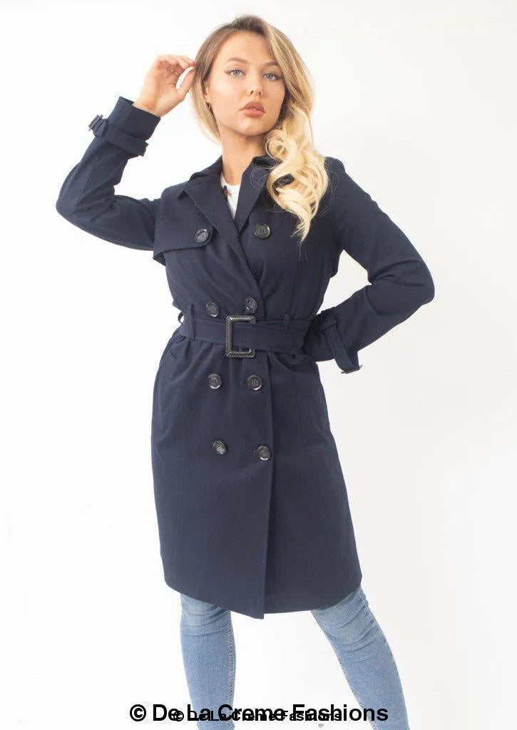 Double-Breasted Trench Coat - UK Made Polyester Blend | Femstylo