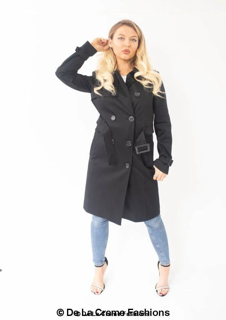 Double-Breasted Trench Coat - UK Made Polyester Blend | Femstylo