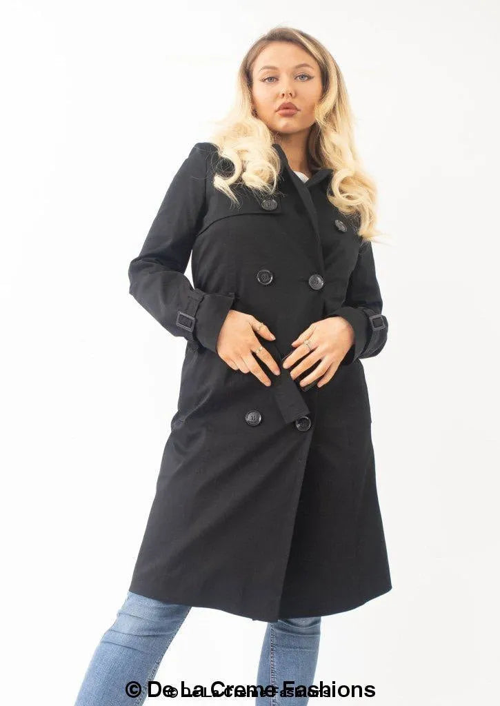 Double-Breasted Trench Coat - UK Made Polyester Blend | Femstylo