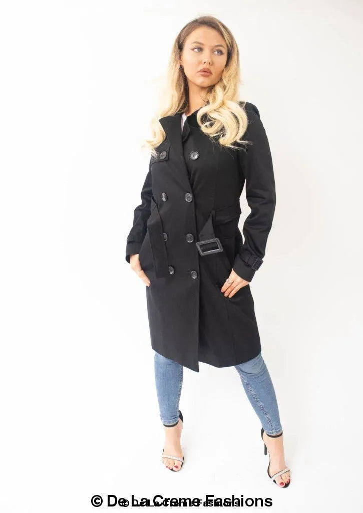 Double-Breasted Trench Coat - UK Made Polyester Blend | Femstylo