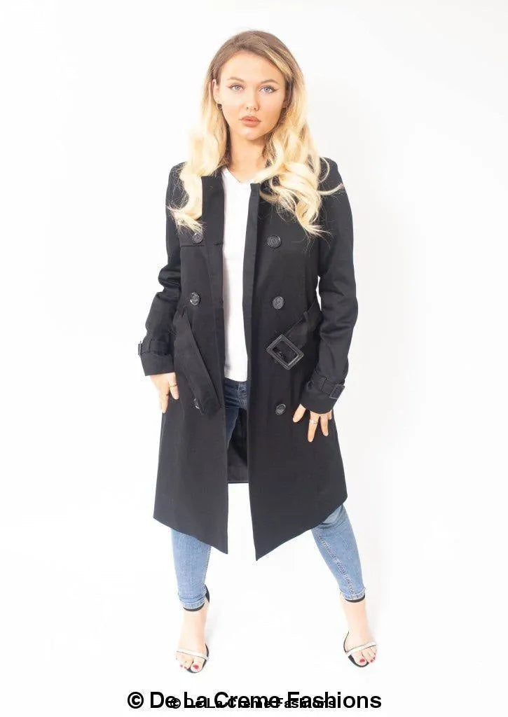 Double-Breasted Trench Coat - UK Made Polyester Blend | Femstylo
