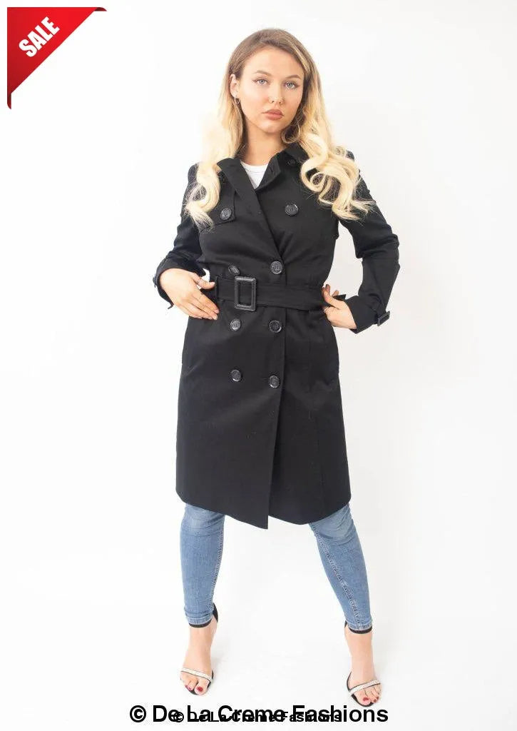 Double-Breasted Trench Coat - UK Made Polyester Blend | Femstylo