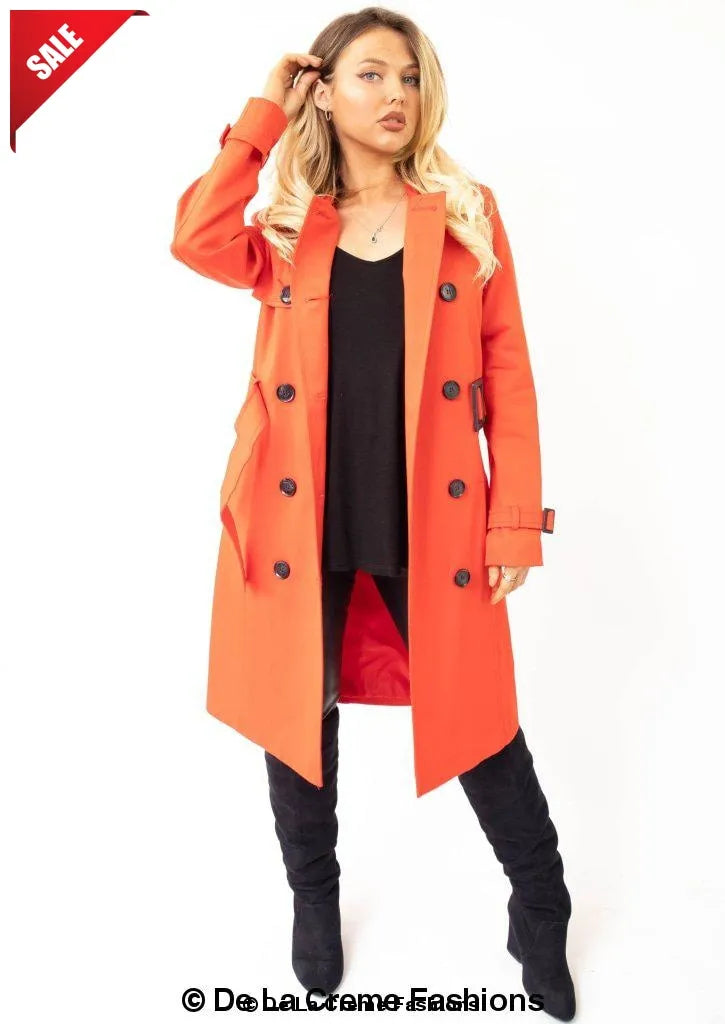 Double-Breasted Trench Coat - UK Made Polyester Blend | Femstylo