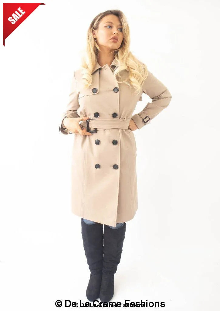 Double-Breasted Trench Coat - UK Made Polyester Blend | Femstylo