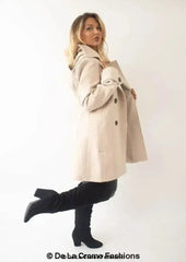 Womens Wool Feel Double Breasted Hooded Coat - Femstylo