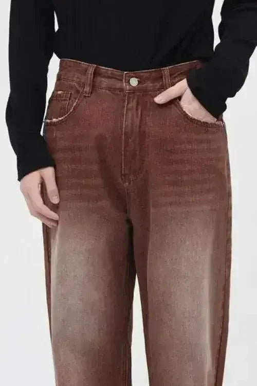 Wide Straight Jeans with Pockets - Femstylo