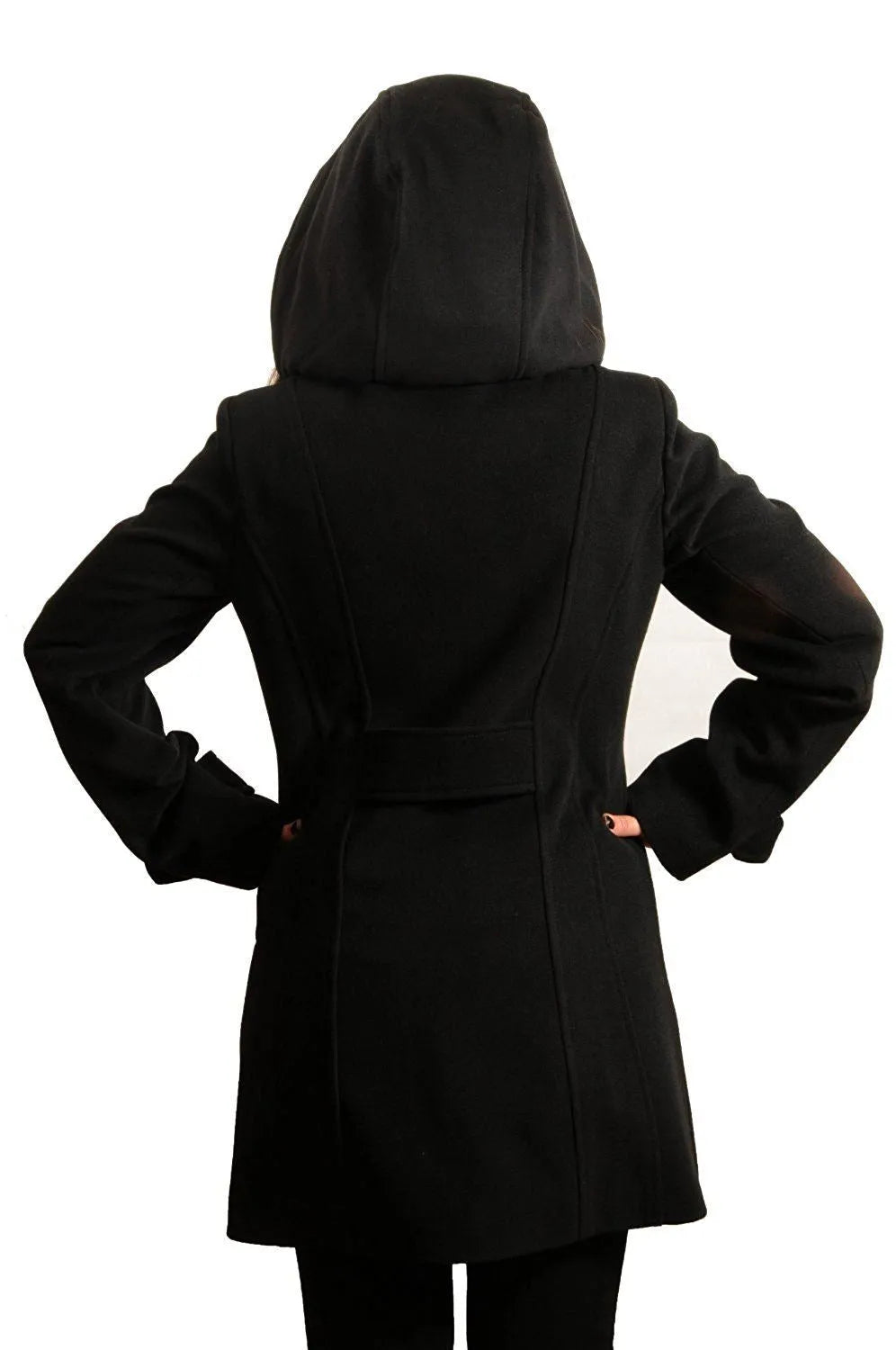 Wool Feel Double Breasted Hooded Coat