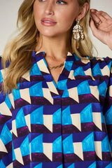 Geometric Notched Sleeve Blouse - Versatile Top | Femstylo - Femstylo