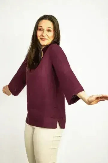 Asphalt Grey Linen Oversize Top – Modern & Comfortable Blouse - Femstylo