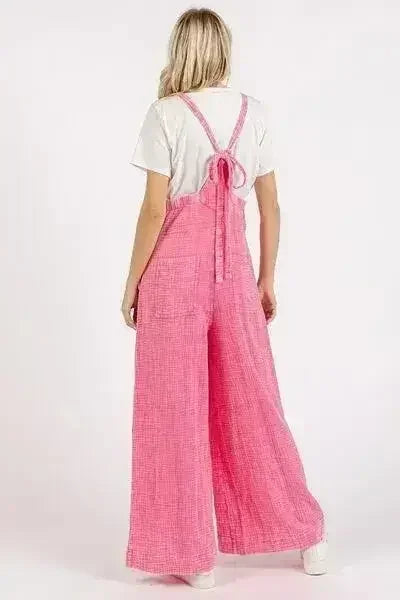 Textured Wide Leg Overalls – Stylish 100% Cotton Jumpsuit | Mittoshop - Femstylo