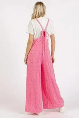 Textured Wide Leg Overalls – Stylish 100% Cotton Jumpsuit | Mittoshop - Femstylo