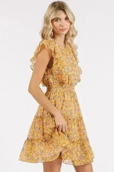 Mittoshop Ditsy Floral Print Ruffle Chiffon Mini Dress - Femstylo