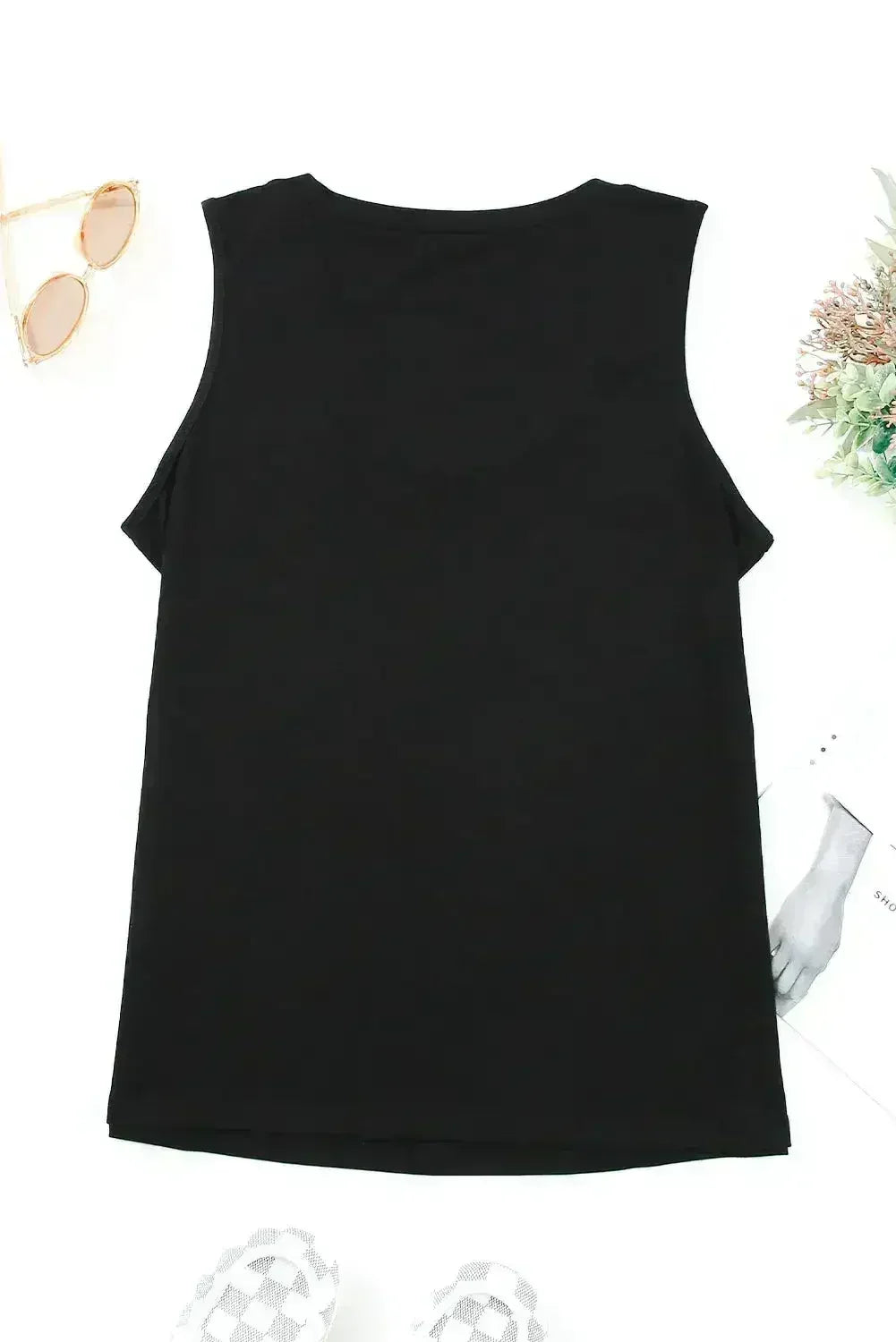 Black Strappy Hollow-out Neck Tank Top - Femstylo