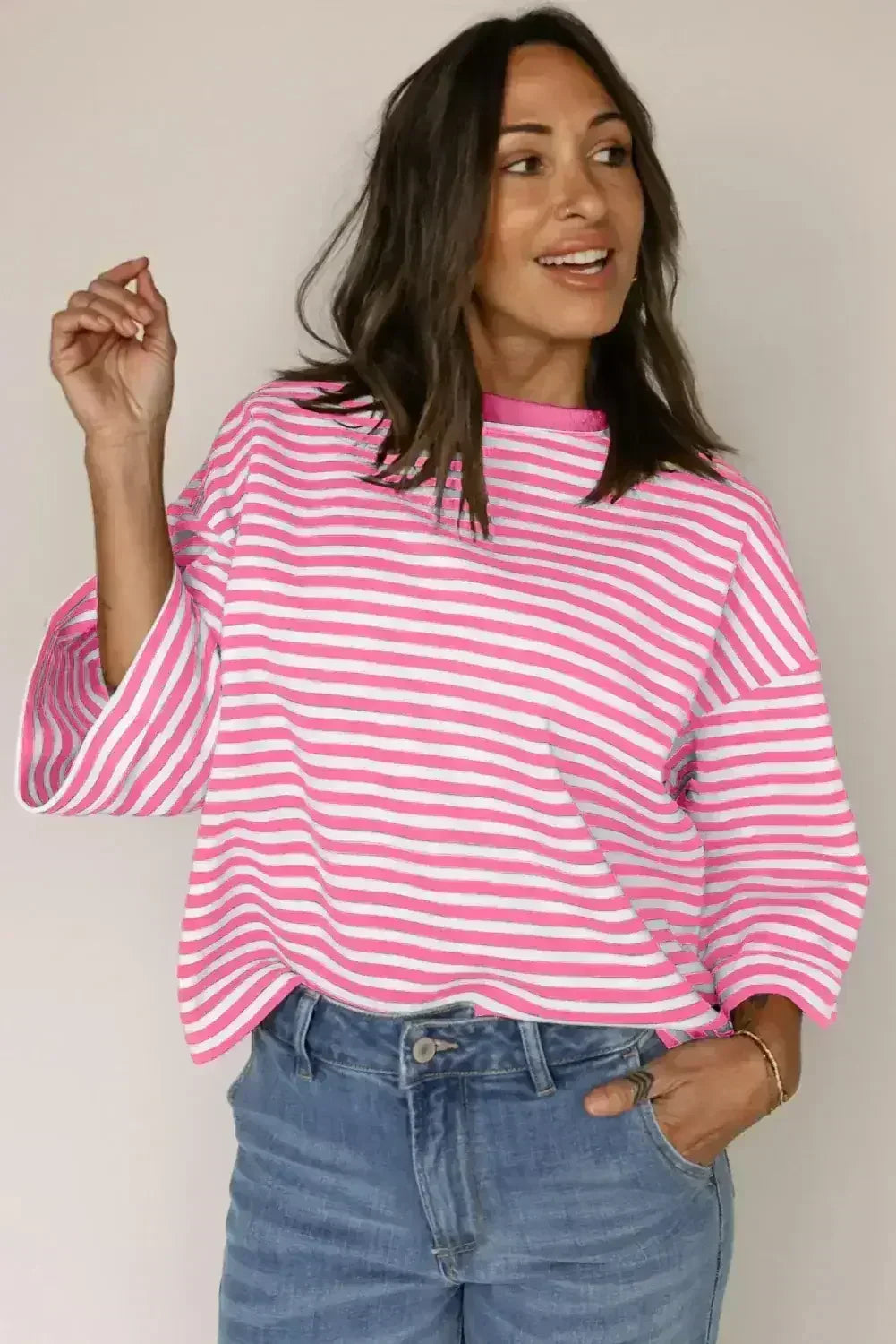Black Stripe Bowknot Backless T-Shirt - Femstylo