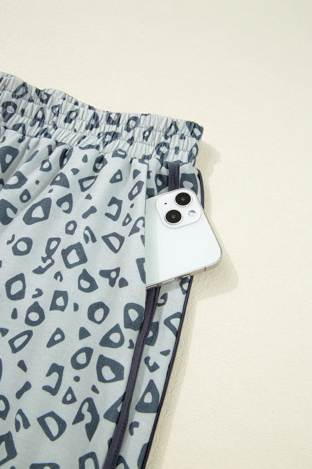 Khaki Leopard Print High Rise Knot Side Pants