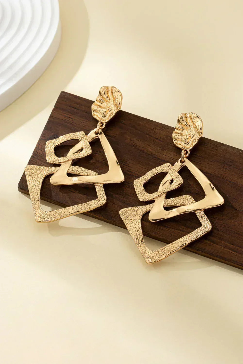 Gold Geometric Alloy Dangle Earrings – Femstylo
