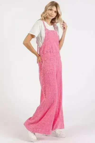 Textured Wide Leg Overalls – Stylish 100% Cotton Jumpsuit | Mittoshop - Femstylo