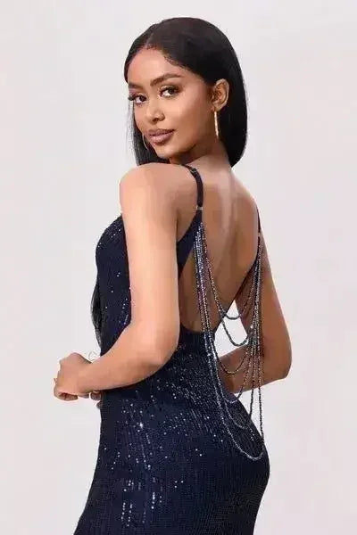 Split Sequin Backless Maxi Cami Dress - Femstylo