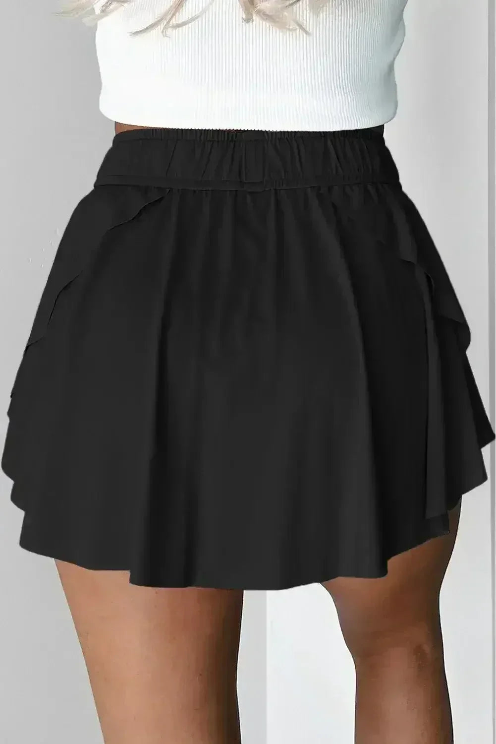 Light Green Drawstring High Waist Lined Tennis Skort - Femstylo