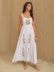 Floral Embroidered Sleeveless Maxi Dress - Femstylo