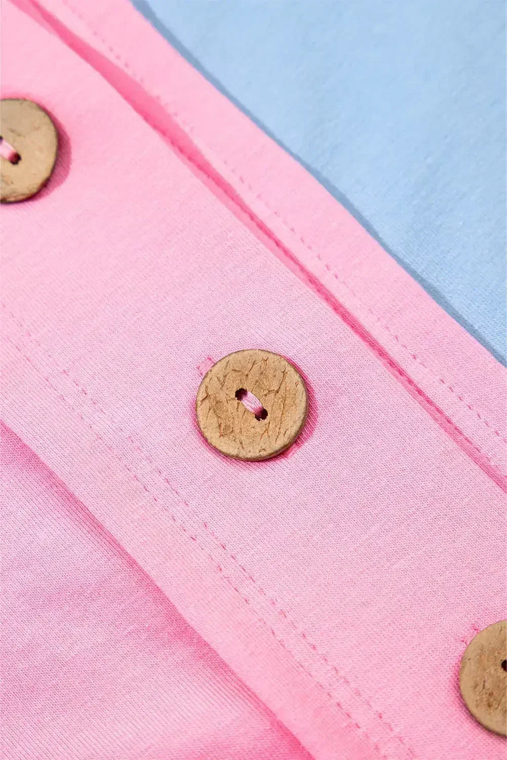Mint Green Colorblock Half Buttons Henley T Shirt - Femstylo