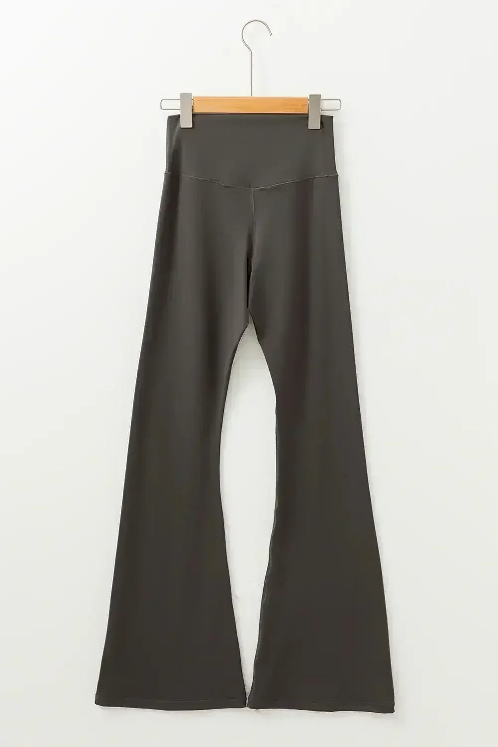 Dark Grey V Shape High Waist Flared Leggings - Femstylo