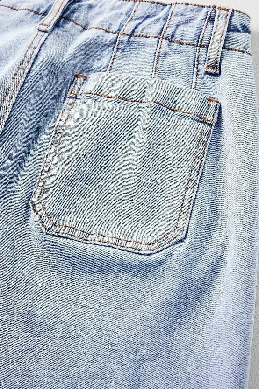 Beau Blue Acid Washed Contrast Hem Pocketed Cropped Jeans - Femstylo