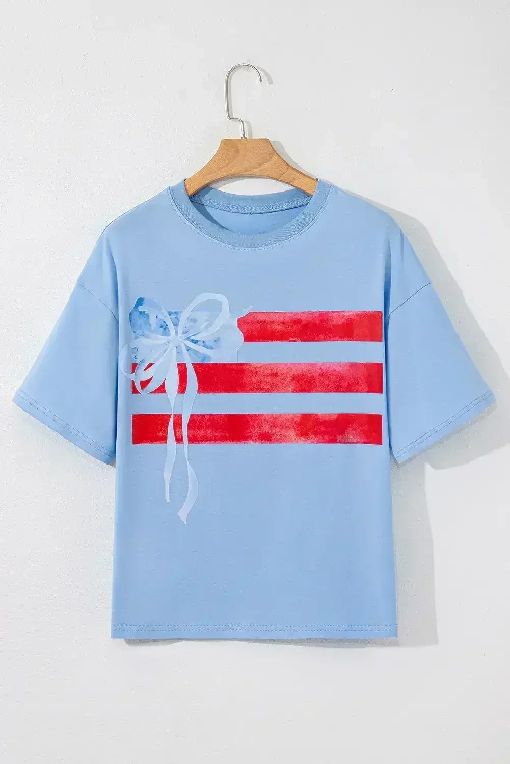White Flag Bow Graphic Crewneck Tee - Femstylo