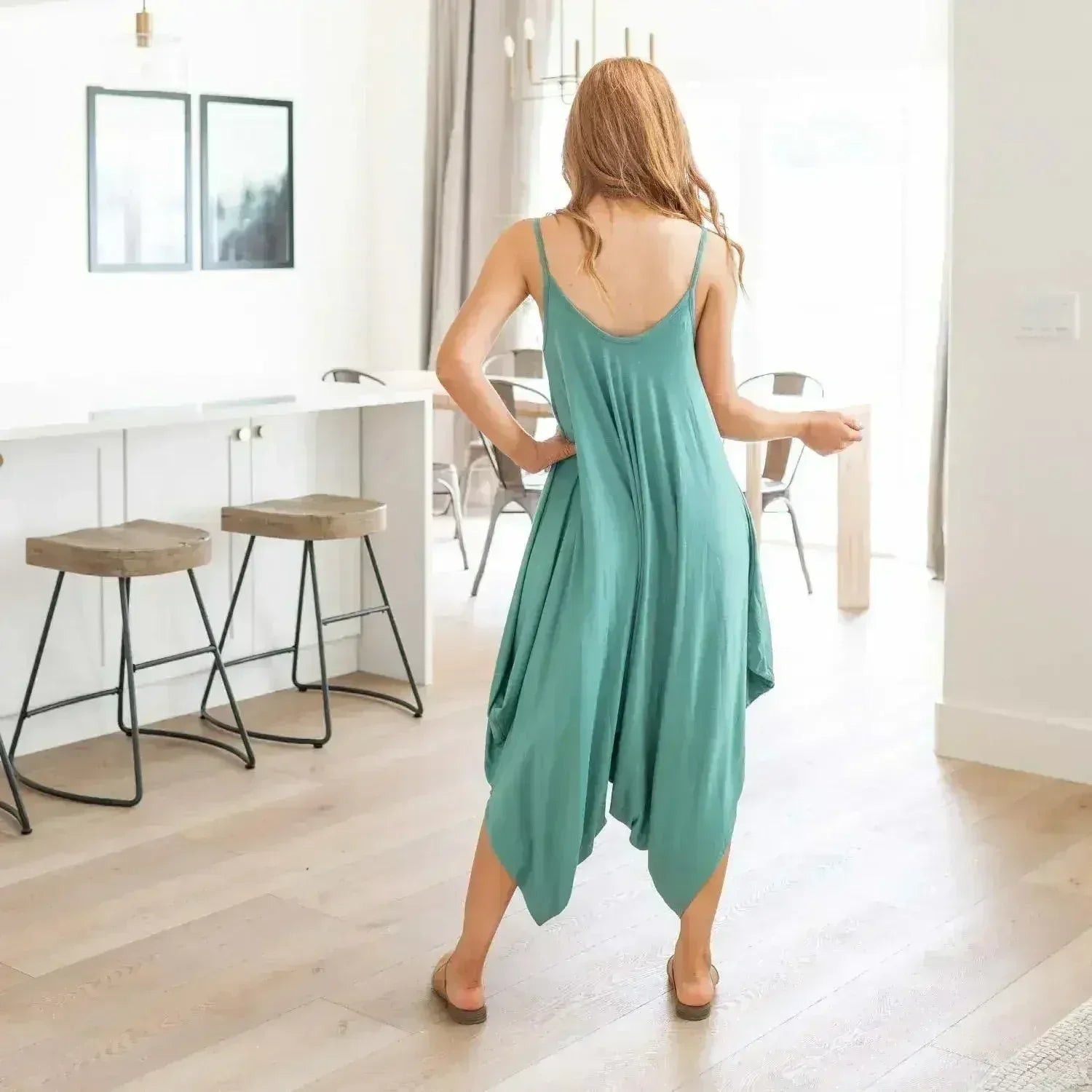 Sleeveless Loose Fit Romper With Spaghetti Straps - Femstylo