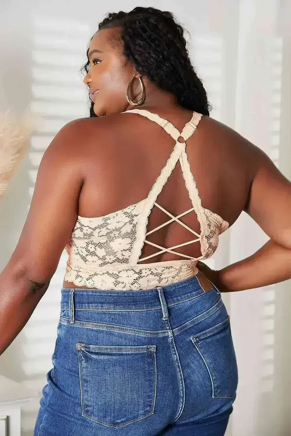 JadyK Juliette Full Size Crisscross Lace Bralette - Femstylo