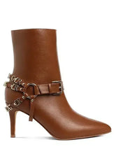 Buckle Harness Stiletto Boots - 3" Heel | Femstylo - Femstylo