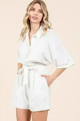 Mittoshop Tie Waist Half Sleeve Romper - Femstylo