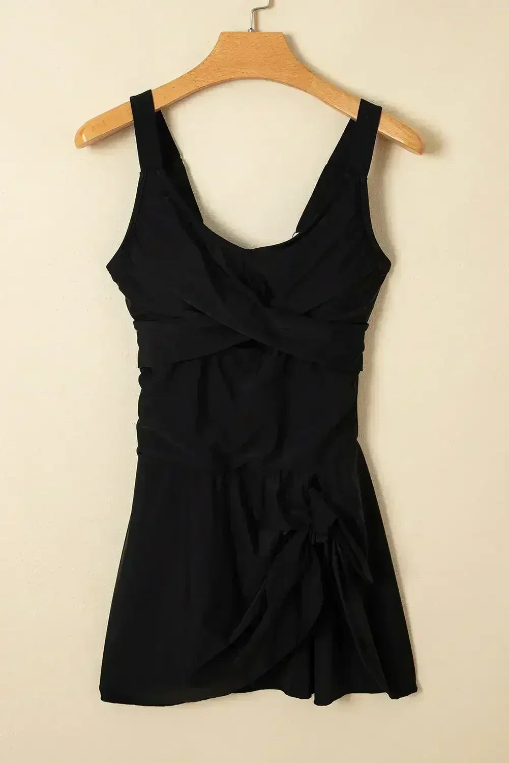 Navy Blue Adjustable Straps Cutout Ruched Knot Slit One Piece Swim Dress - Femstylo