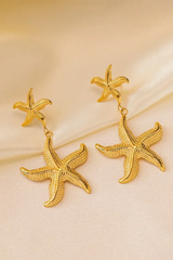Gold Alloy Starfish Stud Dangle Earrings – Femstylo