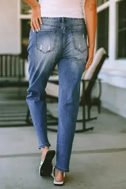 American Flag Patched Distressed Jeans - Femstylo