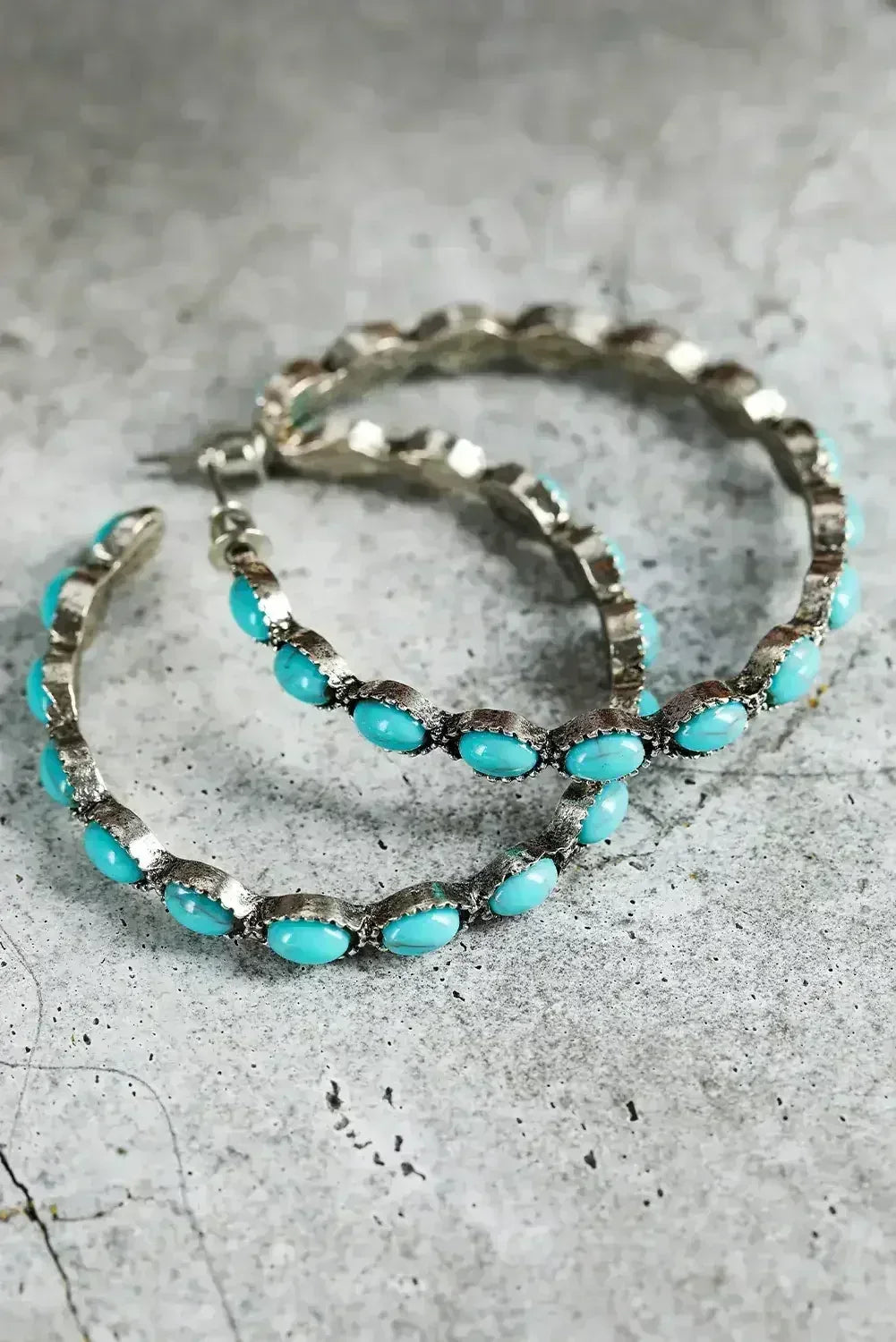 Bonbon Turquoise Big Circle C Shaped Earrings - Femstylo