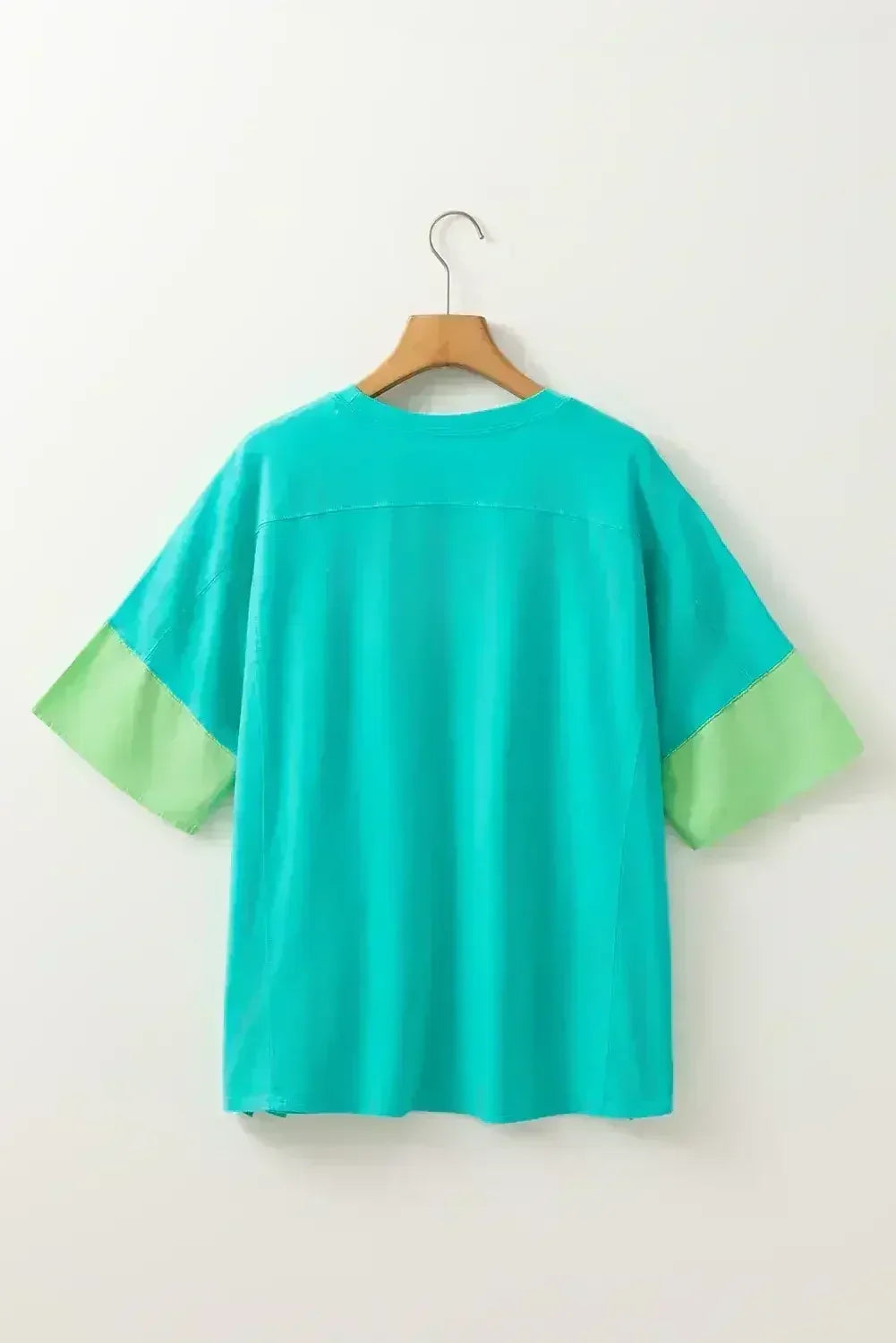 Aruba Blue Frayed Star Patched 4th of July Oversize T Shirt - Femstylo